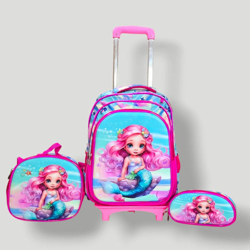 Mermaid Kids Trolley Backpack Set